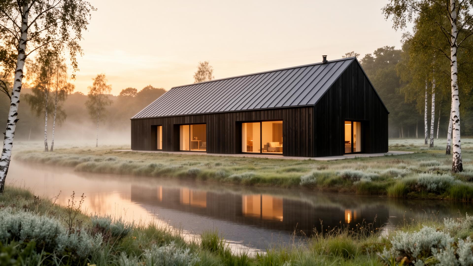 Primrose Lodge across the lake in evening light